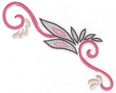 Embroidery Design: Leaves and swirls A 5.78w X 4.60h