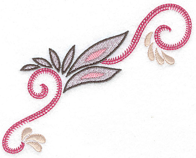 Embroidery Design: Leaves and swirls B 5.78w X 4.60h