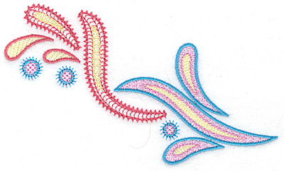 Embroidery Design: Leaf and dots A 5.85w X 3.47h