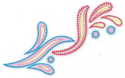 Embroidery Design: Leaf and dots B 5.85w X 3.47h