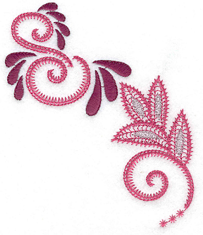 Embroidery Design: Swirls and leaves A 4.14w X 4.98h