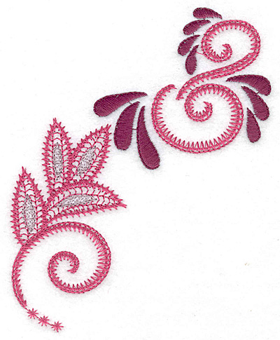 Embroidery Design: Swirls and leaves B 4.14w X 4.98h