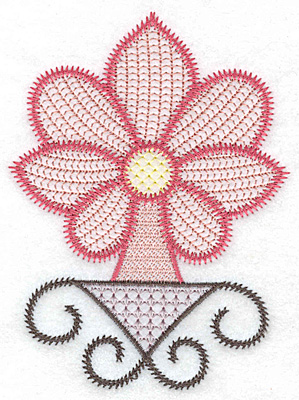 Embroidery Design: Flower in triangle swirl 3.58w X 4.84h