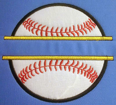 Embroidery Design: Split Applique Baseball Large 6.50w X 6.04h