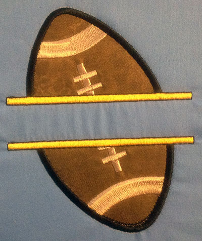 Embroidery Design: Split Applique Football Large 4.95w X 6.17h