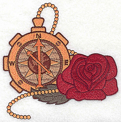 Embroidery Design: Steampunk compass and rose large  4.89w X 4.92h