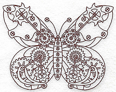 Embroidery Design: Steampunk butterfly one colour 6.32w X 4.97h