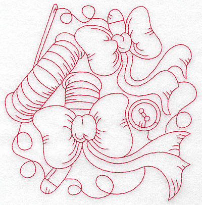Embroidery Design: Bows and spools redwork large 5.53w X 5.68h