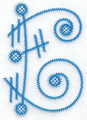 Embroidery Design: E large 2.72w X 3.88h