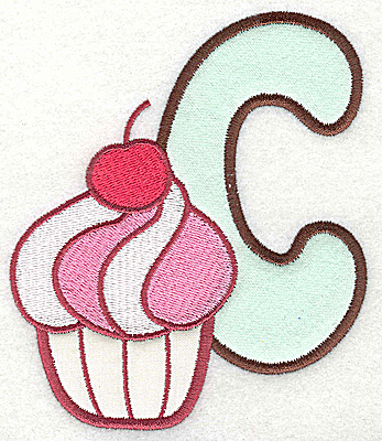 Embroidery Design: C cupcake large double applique 4.26w X 4.95h