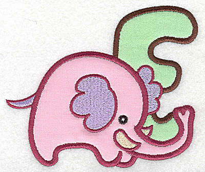 Embroidery Design: E elephant large double applique 4.92w X 4.20h