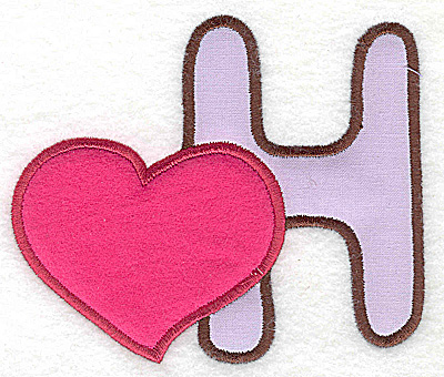 Embroidery Design: H heart large double applique 4.97w X 4.19h