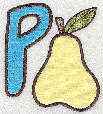 Embroidery Design: P pear large double applique 4.27w X 4.95h