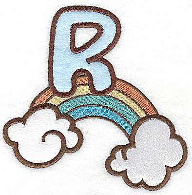 Embroidery Design: R rainbow large double applique 4.92w X 4.92h