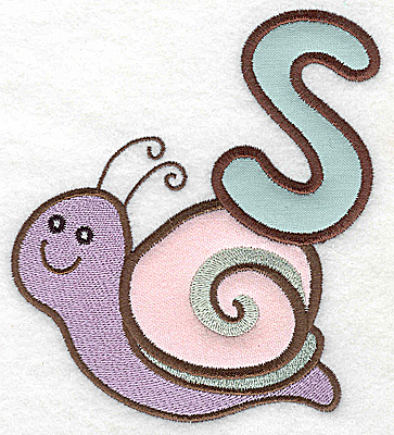 Embroidery Design: S snail large double applique 4.50w X 4.98h