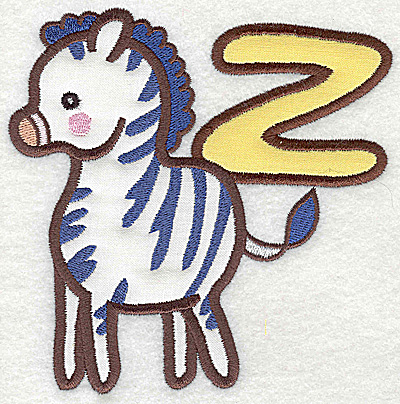 Embroidery Design: Z zebra large double applique 4.89w X 4.92h