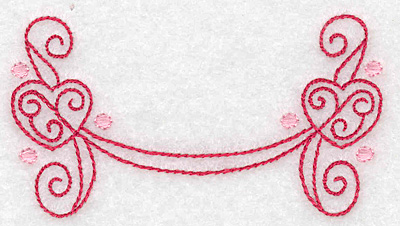 Embroidery Design: Hearts and banners horizontal 3.55w X 1.94h
