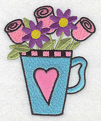 Embroidery Design: Roses flowers in teacup 2.91w X 3.54h