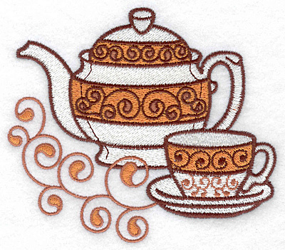 Embroidery Design: Teapot and teacup large 4.95w X 4.32h