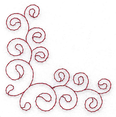 Embroidery Design: Corner swirl redwork 2.74w X 2.75h