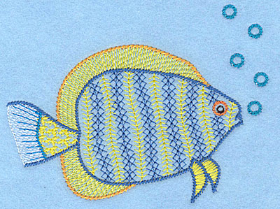 Embroidery Design: Tropical fish B   3.73"h x 4.91"w