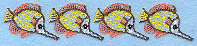 Embroidery Design: Tropical fish school  1.35"h x 6.96"w