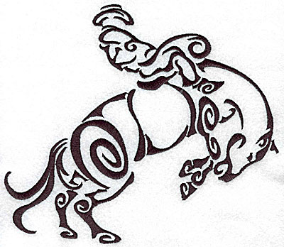 Embroidery Design: Rodeo horse and rider 5 large 7.97w X 6.97h