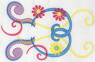 Embroidery Design: Swirls and flowers large 9.39w x 6.15h