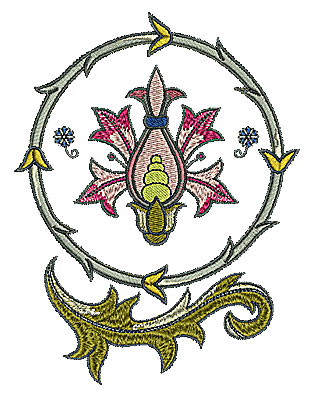 Embroidery Design: Tudor flower design 14 4.96w X 6.45h