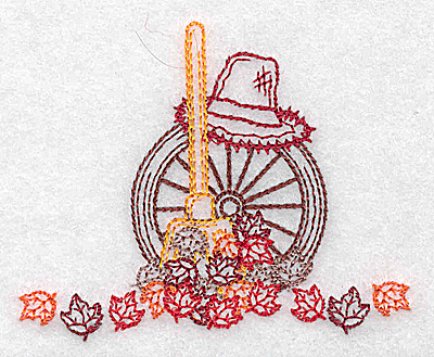 Embroidery Design: Single leaf and rake design 3.44w X 2.80h