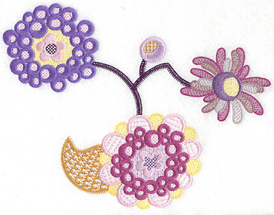 Embroidery Design: Floral trio A large 8.96w X 6.97h