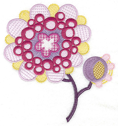 Embroidery Design: Flower with bud large 6.48w X 6.97h