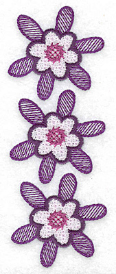 Embroidery Design: Flower trio 1.81w X 4.94h