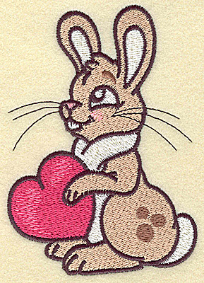 Embroidery Design: Bunny holding heart large 3.39w X 4.74h