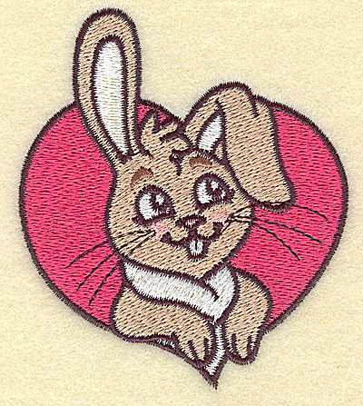 Embroidery Design: Bunny head in heart 3.16w X 3.62h