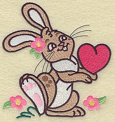 Embroidery Design: Girl bunny holding heart large 4.68w X 4.99h