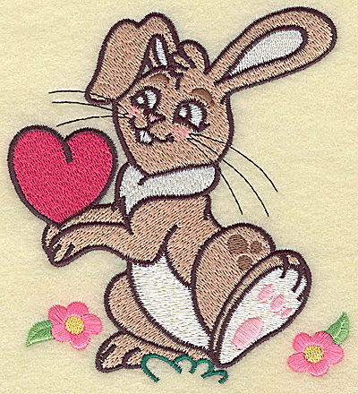 Embroidery Design: Boy bunny holding heart large 4.53w X 4.97h