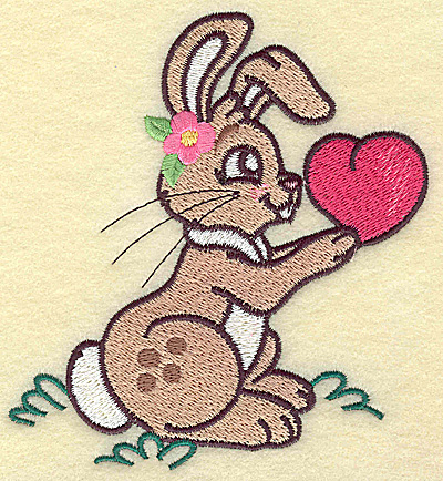 Embroidery Design: Bunny with heart large 4.62w X 4.95h