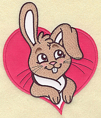Embroidery Design: Bunny head in heart applique 5.89w X 4.98h