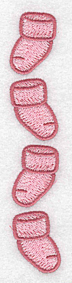 Embroidery Design: Four baby girl booties vertical 0.88w X 4.76h
