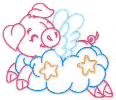 Embroidery Design: Pig in a cloud large 4.96w X 4.32h