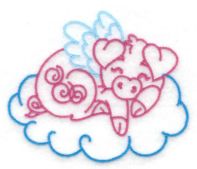 Embroidery Design: Pig sleeping on cloud 3.19w X 2.69h