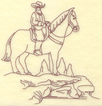 Embroidery Design: Cowboy on horse large 6.11w X 6.35h