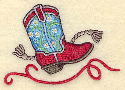 Embroidery Design: Cowboy boot with rope 3.89w X 2.68h