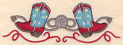 Embroidery Design: Cowboy botts with rope  6.87w X 2.33h