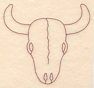 Embroidery Design: Redwork longhorn skull    3.88w X 3.65h
