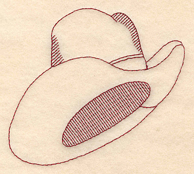 Embroidery Design: Redwork cowboy hat 3.87w X 3.56h