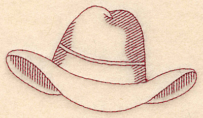 Embroidery Design: Redwork cowboy hat 3.87w X 2.13h