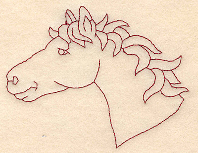 Embroidery Design: Redwork horse head    3.87w X 3.00h