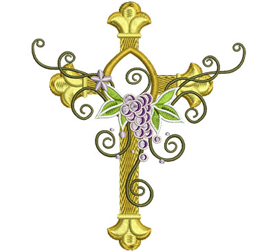 Embroidery Design: Floral Cross 2 4.63w X 5.44h